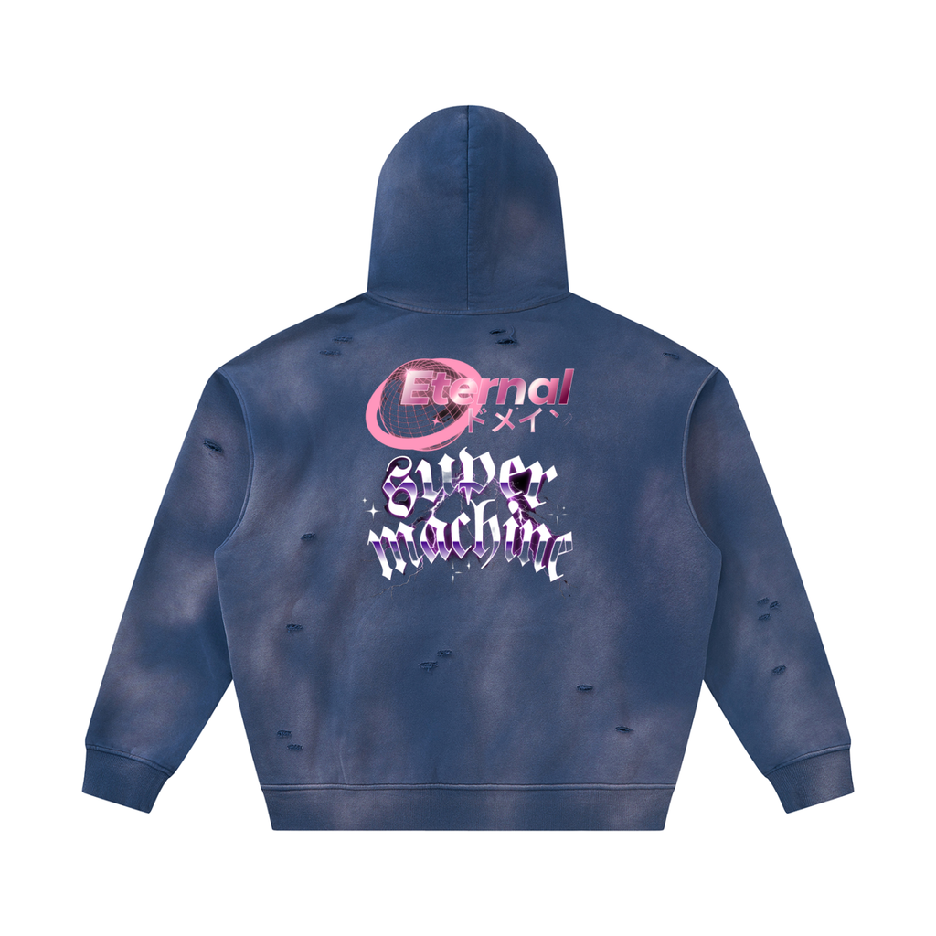 Unisex Sunfade Frayed Fleece Hoodie ODMPOD