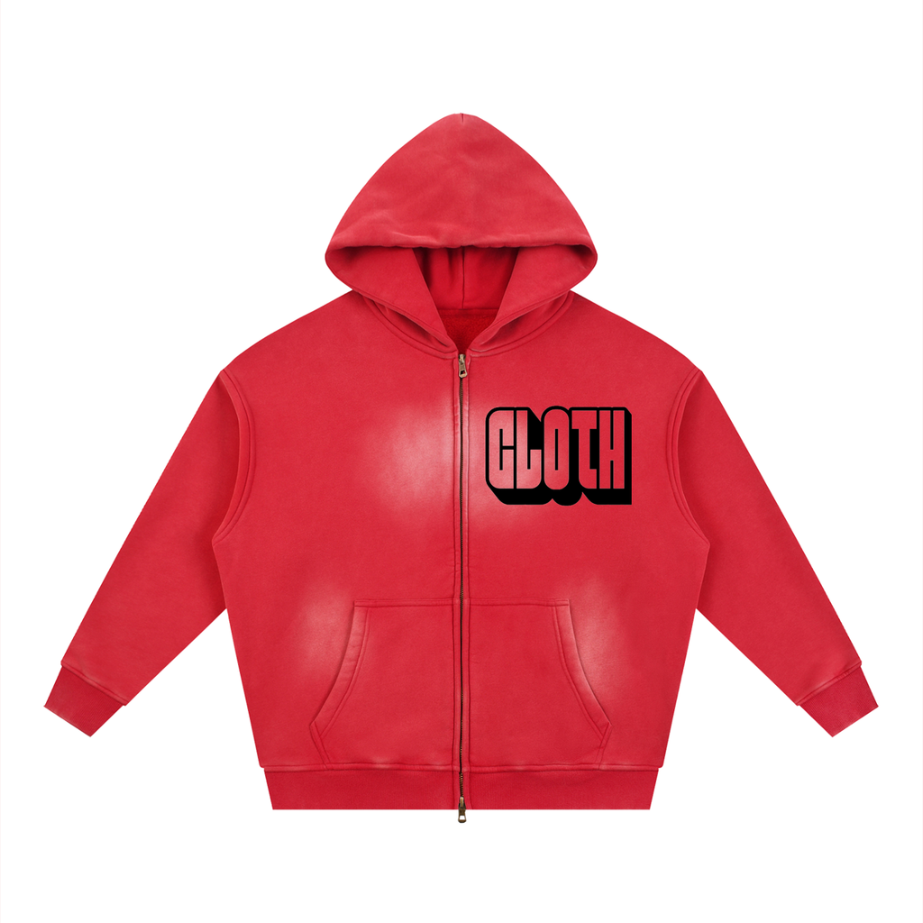 Sunfade Two-way Zipper Boxy Fleece Hoodie ODMPOD
