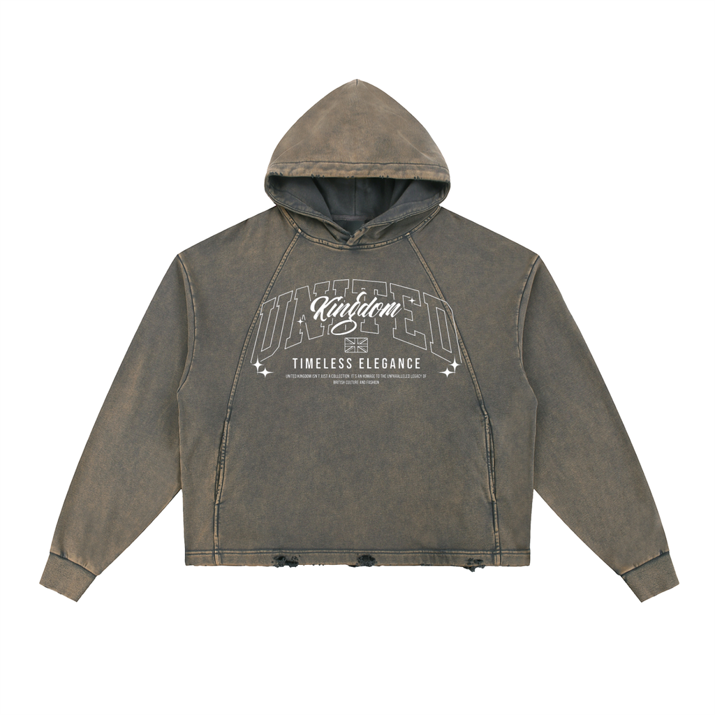 Vintage Washed Frayed-Hem Hoodie ODMPOD