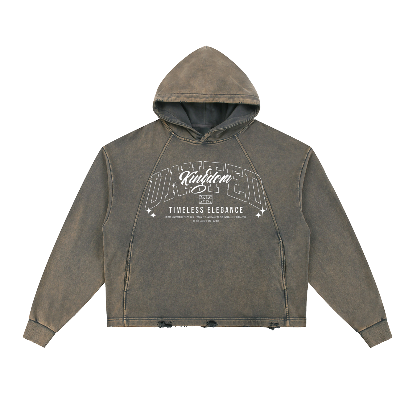 Vintage Washed Frayed-Hem Hoodie ODMPOD