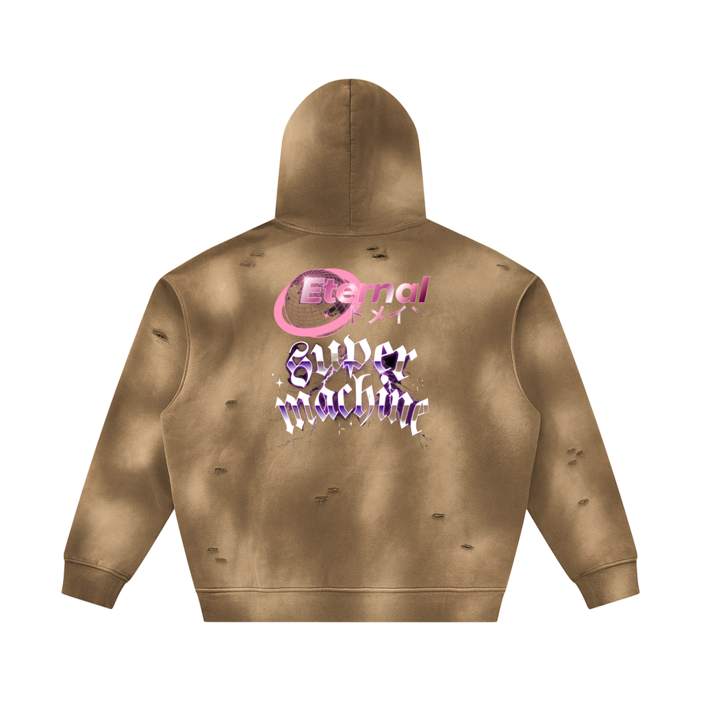 Unisex Sunfade Frayed Fleece Hoodie ODMPOD