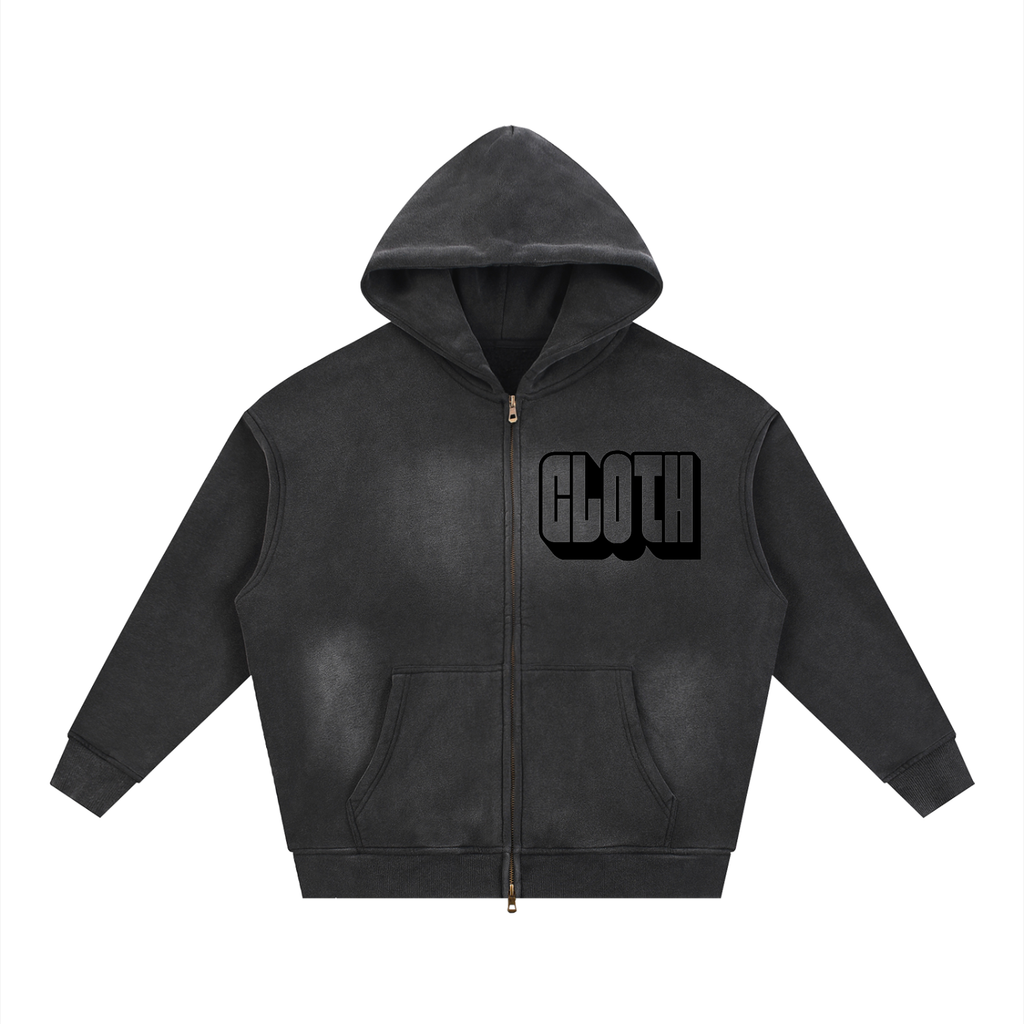 Sunfade Two-way Zipper Boxy Fleece Hoodie ODMPOD