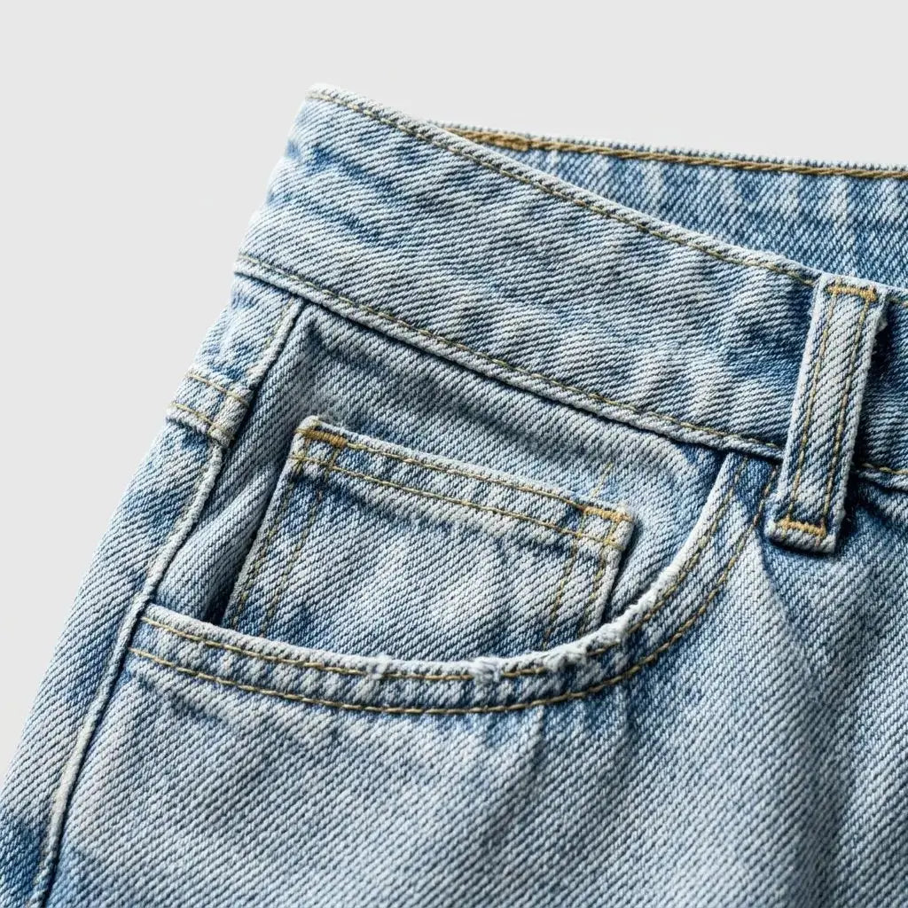 Barrel Jeans — Fabric Detail Macro | Generated by Modelize