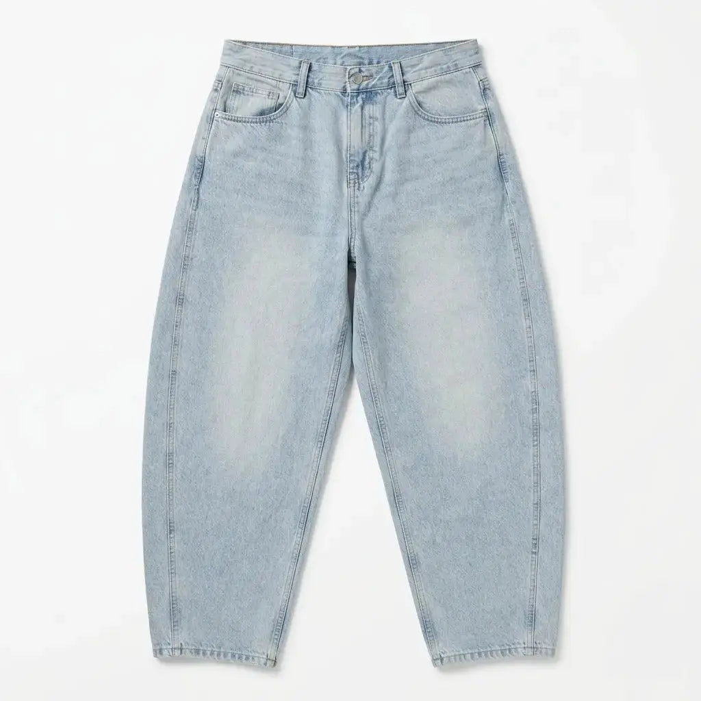 Barrel leg jeans — Full Silhouette Flat Lay | Generated by Modelize