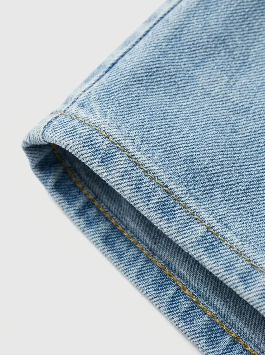 Straight-leg vintage jeans — Performance Texture Detail | Generated by Modelize