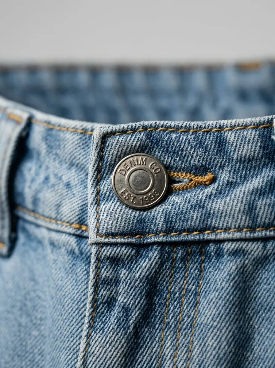 Straight-leg vintage jeans — Embroidered Crest and Collar Detail | Generated by Modelize