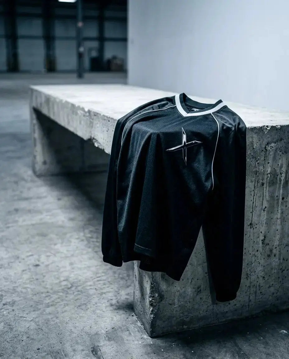 Long-sleeve streetwear jersey — Urban Lifestyle Display | Generated by Modelize