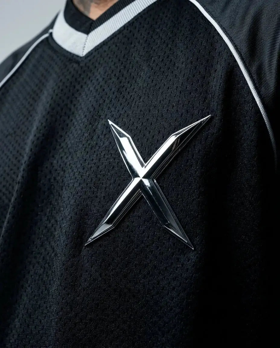 Long-sleeved streetwear jersey — Metallic Logo Detail | Generated by Modelize