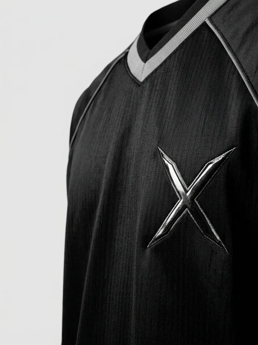 Long sleeve jersey — Embroidered Crest and Collar Detail | Generated by Modelize