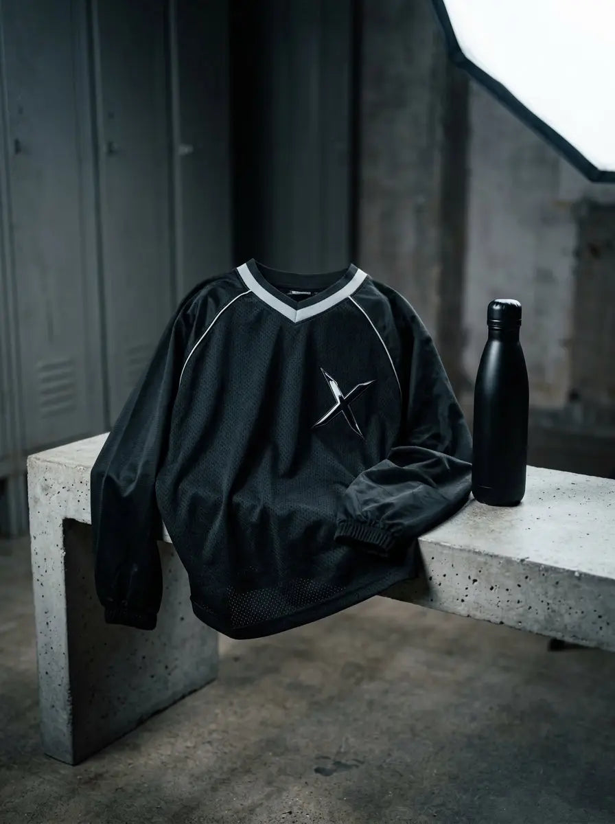 Long-sleeve V-neck athletic jersey — Urban Athletic Lifestyle | Generated by Modelize