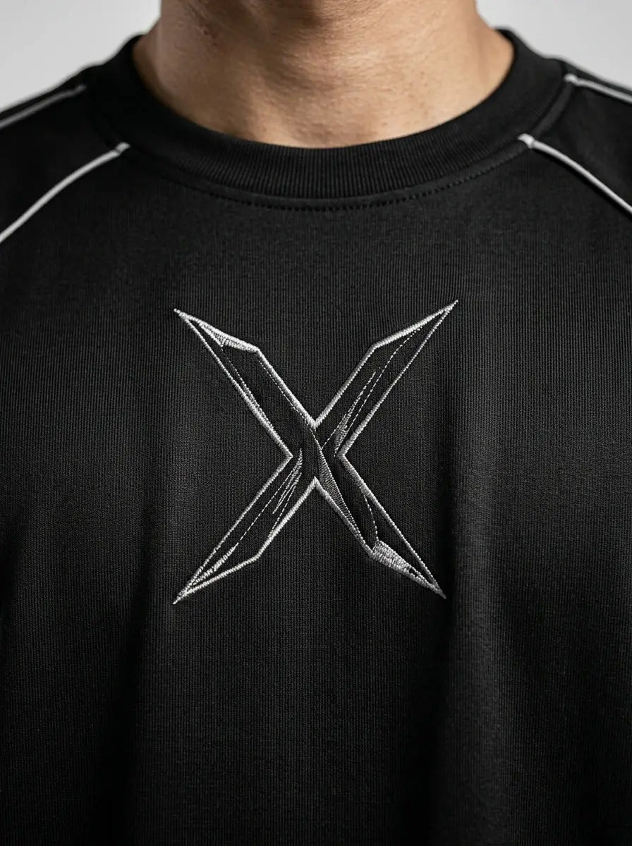 Long-sleeve raglan jersey — Embroidered Crest and Collar Detail | Generated by Modelize
