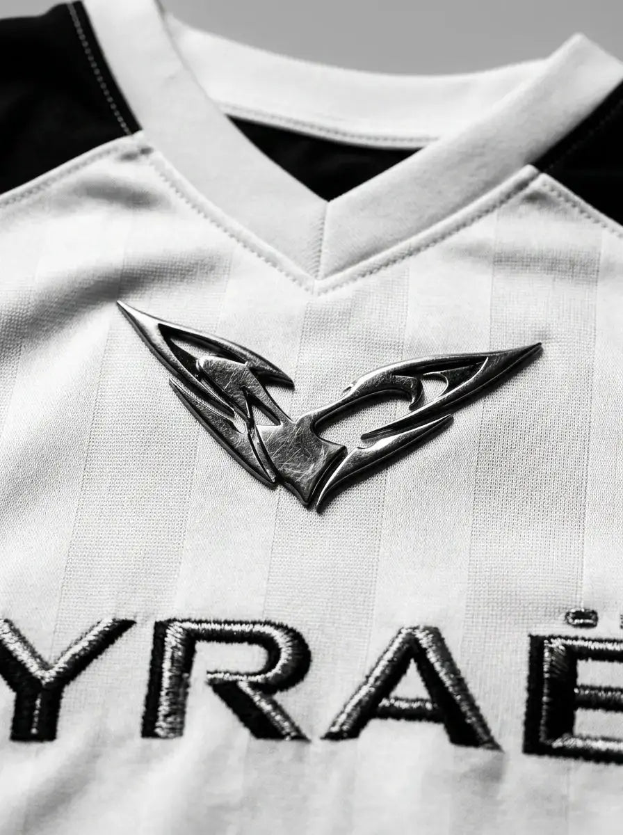 Raglan Jersey — Embroidered Crest and Collar Detail | Generated by Modelize
