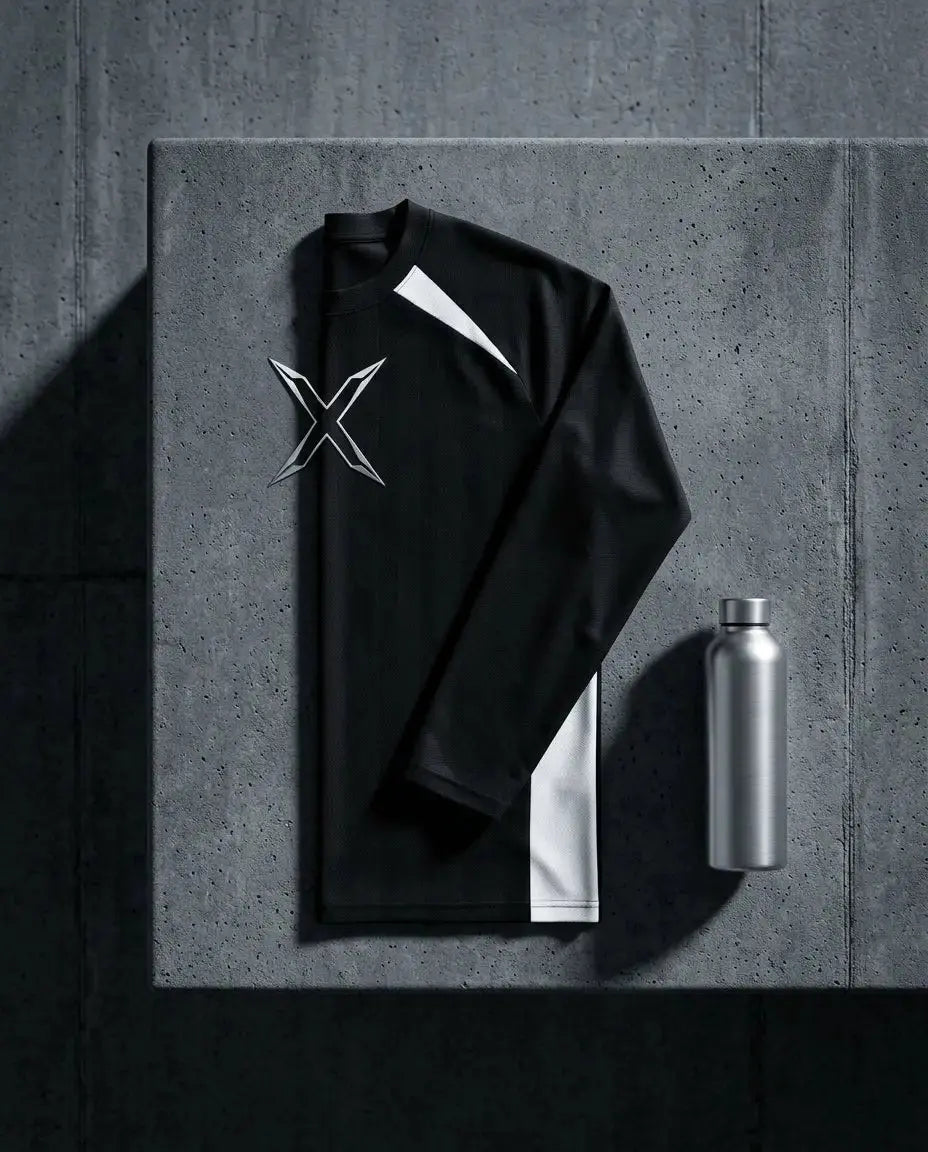 Long-sleeve technical jersey — Urban Lifestyle Flat Lay | Generated by Modelize