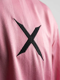 Boxy Striped Jersey Polo — Fabric and Crest Detail | Generated by Modelize