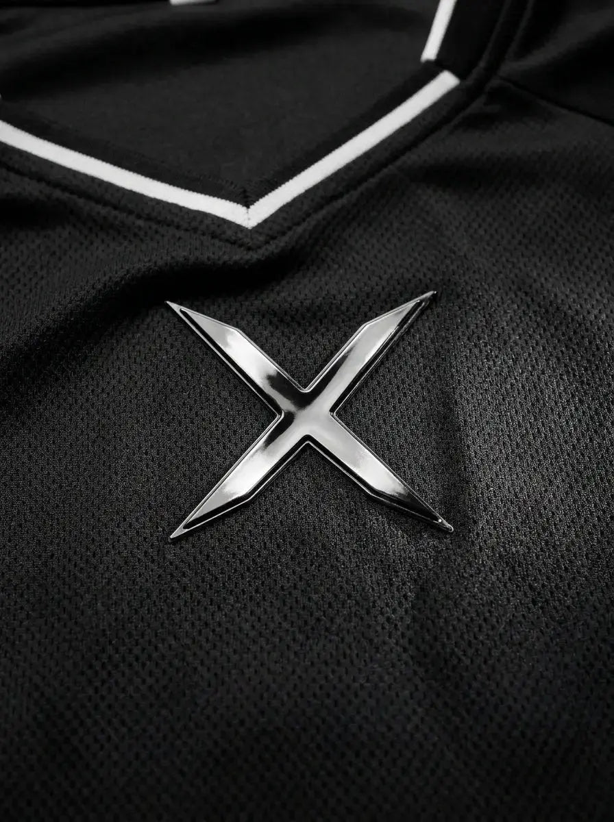 V-neck Streetwear Jersey — Logo and Fabric Macro | Generated by Modelize