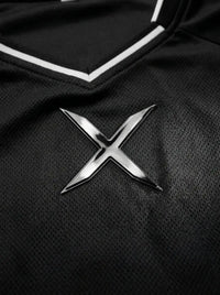 V-neck Streetwear Jersey — Logo and Fabric Macro | Generated by Modelize