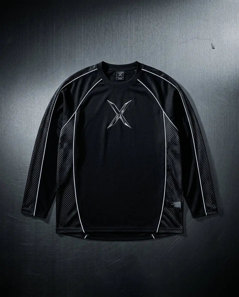 Long-sleeve raglan jersey — Urban Tech Flat Lay | Generated by Modelize