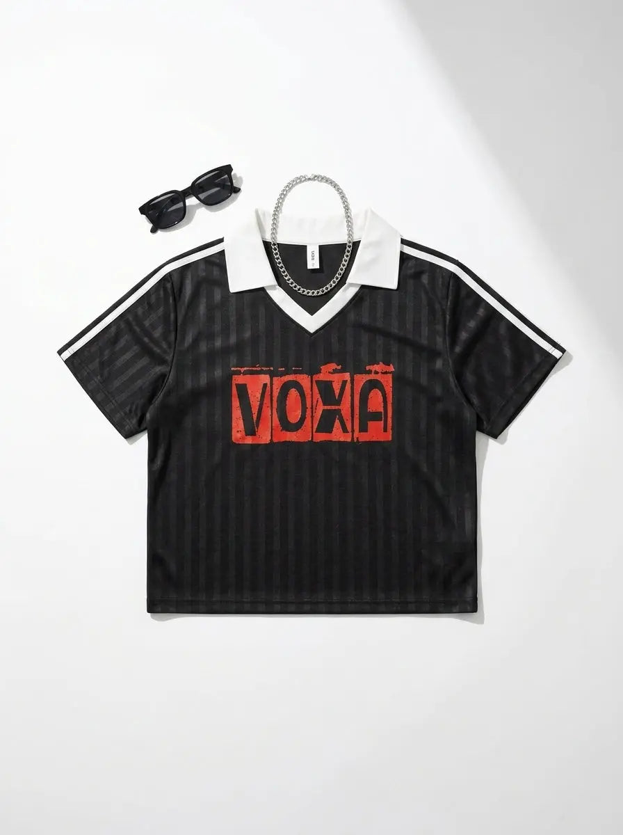 Short-sleeve cropped jersey — Styled Athletic Flat Lay | Generated by Modelize