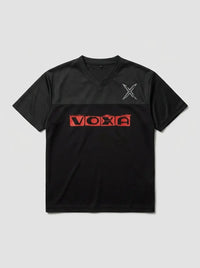 Short-sleeve V-neck jersey — Top-down Flat Lay | Generated by Modelize