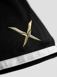 Basketball Shorts — Embroidered Crest and Collar Detail | Generated by Modelize